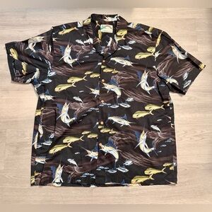 Vintage Paradise Found Hawaiian Shirt Marlins Fishes Rayon Men’s Sz 2XL